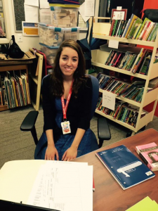 Natalie Crawford interning at Kirkwood Library.